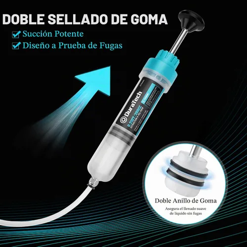 Vista 5 de DURATECH Extractor de Líquido Automotriz de 200CC, Bomba de Líquido con Tubos de Extensión Largos, Jeringa de Aceite con Potente Succión, Bomba