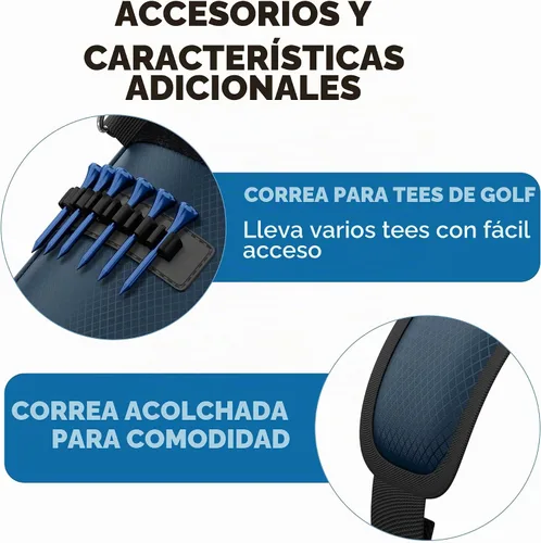 Vista 5 de Bolsa de golf Par 3, ultra ligera, pequeña bolsa de golf para par 3 y campos ejecutivos Azul (Atlantic Blue)