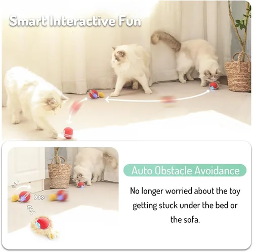 Vista 3 de Juguetes interactivos para gatos de interior, juguete automático de bola que se activa con movimiento, juego de escondite y busca para jugar