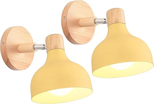 Vista 29 de Scandinavian Retro Dimmable E27 Wall Lamp for Bedroom Living Room Hallway Kitchen Indoor Lighting(Amarillo,1 Pieza)