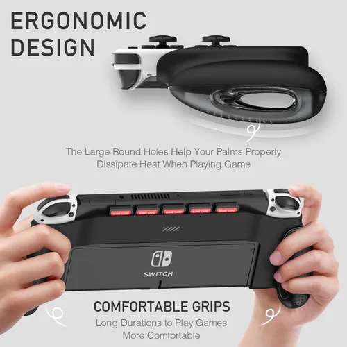 Vista 3 de POWNEW Grip Case Compatible with Nintendo Switch & OLED, Ergonomic HandheldGrips with 5 Game Slots for Nintendo Switch OLED & Regular