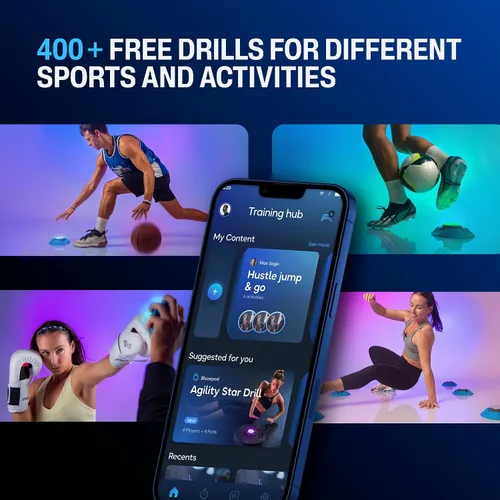 Vista 2 de BlazePod Soccer Reaction Training Kit – 4 Smart Light Pods for Speed, Ball Control & Game IQ – Football Reflex Training for Players & Coaches – App