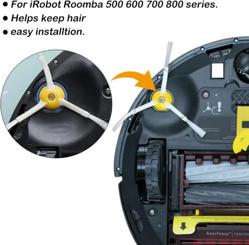 Vista 6 de Cepillo lateral de repuesto para iRobot Roomba 600 700 800 900 Series 692 675 694 671 677 980 960 985 880 860 805 877 890 895 805 761 770 770 77 80