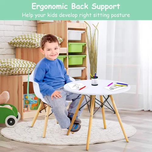 Vista 5 de Costzon Juego de mesa y silla para niños, juego de mesa de estilo moderno de mediados de siglo con sillones para niños pequeños, juego de mesa