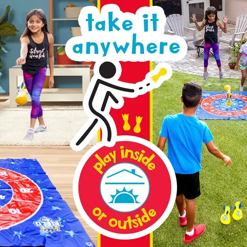 Vista 5 de Franklin Sports Toss N Flip Darts - Juego para interiores y exteriores para niños, juego de lanzamiento de patio con dardos inflables rojos + azules