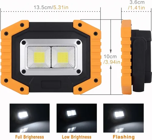 Vista 9 de OTYTY Luz de Trabajo LED Recargable, 30W 1500LM Luces de Inundación Portátiles Alimentadas por Batería con Base Magnética, Batería de 4200mAh