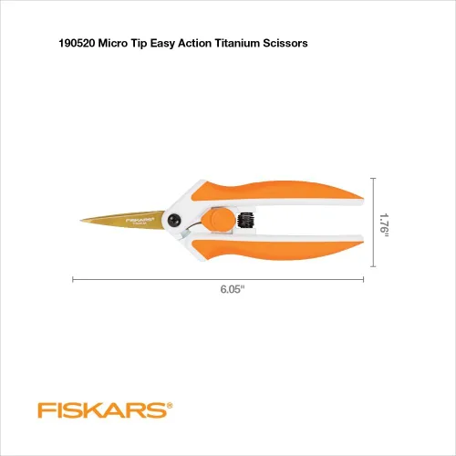 Vista 2 de Fiskars tijera Easy Action de 8 pulgadas, color blanco y naranja