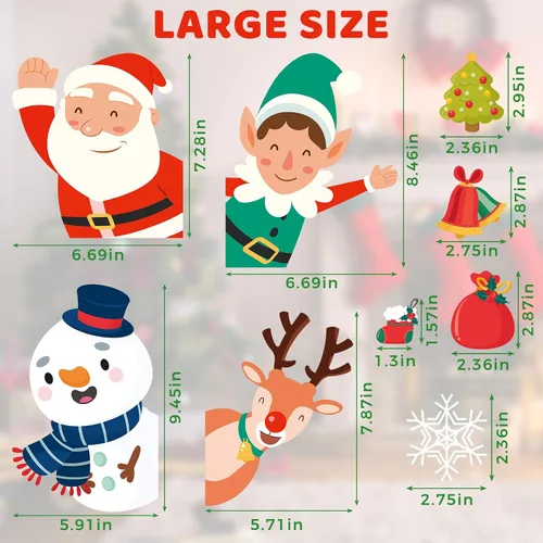 Vista 4 de 419 calcomanías navideñas para ventana, doble cara de copo de nieve, decoraciones para vidrio e interiores, regalos para Navidad, decoración