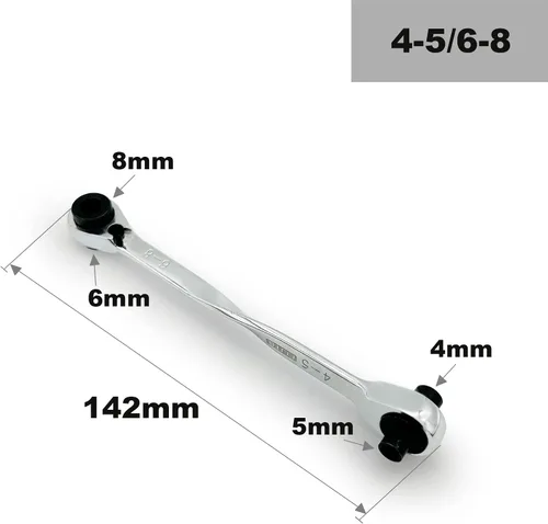 Vista 2 de Llave de trinquete 4 en 1 llave de extremo de caja doble llave de trinquete, llave de trinquete de cabeza flexible, llave de trinquete de anillo