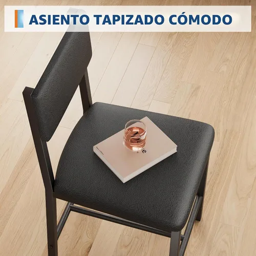 Vista 4 de Juego de mesa de comedor de madera Garvee para 4, mesa de cocina y 2 sillas tapizadas con banco, juego de comedor rectangular, para espacios Mármol