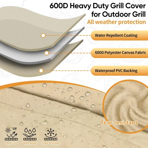 Vista 3 de NEXCOVER - Funda de parrilla, cubierta impermeable de 30 pulgadas, funda de parrilla de gas de 600D, resistente a los desgarros, a la decoloración