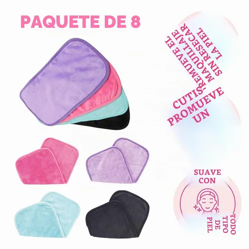 Vista 2 de Erase Your Face, paños desmaquillantes, negro, azul, rosa, morado