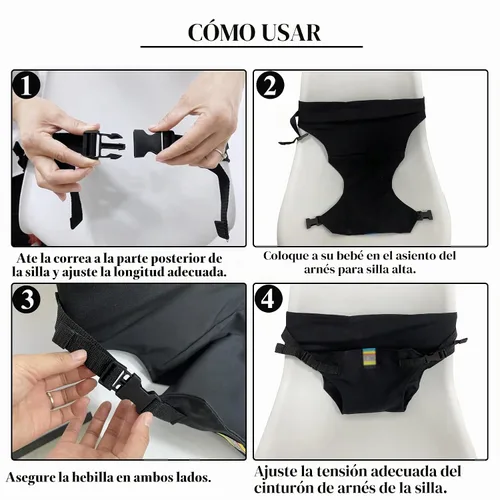 Vista 6 de Asiento de arnés de bebé para silla alta, cinturón de seguridad
