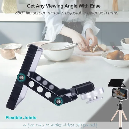 Vista 2 de NICEYRIG Plus - Kit de espejo para selfie con soporte de trípode de aluminio para iPhone 14/13/12/11 Pro, Pro Max, SE aplicable para YouTube Live