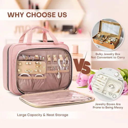 Vista 20 de Neceser de viaje con organizador de joyas, Beige