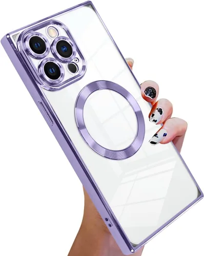 Vista 75 de KANGHAR Funda diseñada para iPhone 12 Pro Magnética Transparente con Protector de Lente de Cámara [Compatible con MagSafe] Diseño de Placado