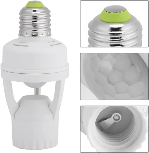 Vista 9 de Toma de luz con sensor de movimiento PIR, soporte de bombilla de tornillo E27 LED PIR sensor de movimiento infrarrojo interruptor de lámpara