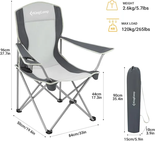 Vista 3 de KingCamp Silla de camping ligera para exteriores, sillas plegables para exteriores, sillas para adultos, silla cuádruple portátil al aire libre