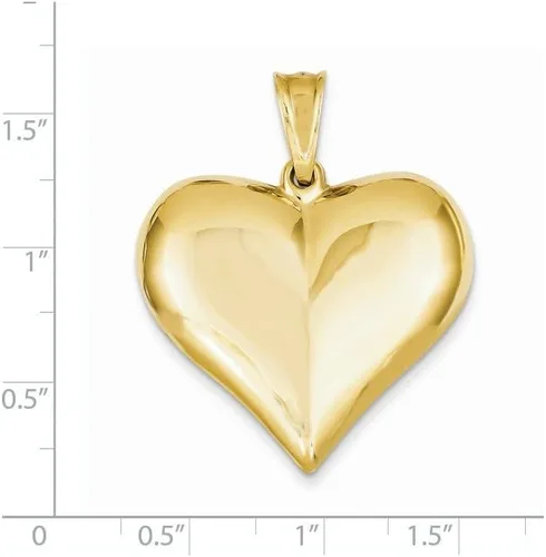 Vista 2 de Oro amarillo de 14K Puffed Heart Pendant