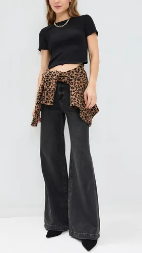 Vista 5 de Pistola Denim Jeans Palazzo de corte bajo Jadyn para mujer, Zen, 27