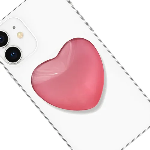 Vista 10 de Accesorio transparente para teléfono móvil en forma de corazón, soporte plegable de resina negra, base elástica transparente, adecuado