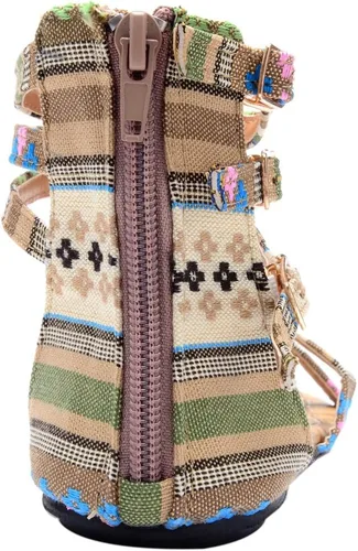Vista 7 de Odema Sandalias planas para mujer, con cuentas bohemias, con cremallera trasera, zapatos elegantes