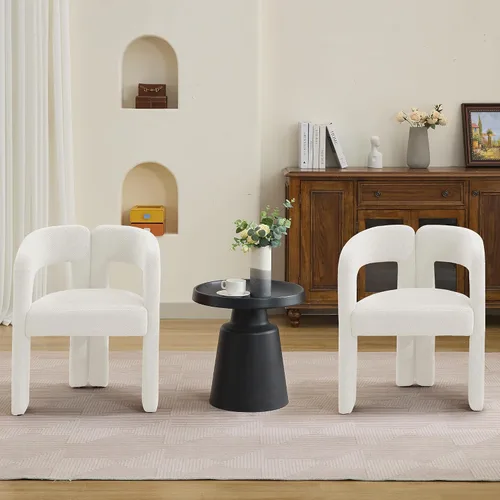 Vista 3 de adochr Modernas sillas de comedor de barril, silla de comedor tapizada de lino con patas de madera, sillas decorativas con brazos, cómodos sillones