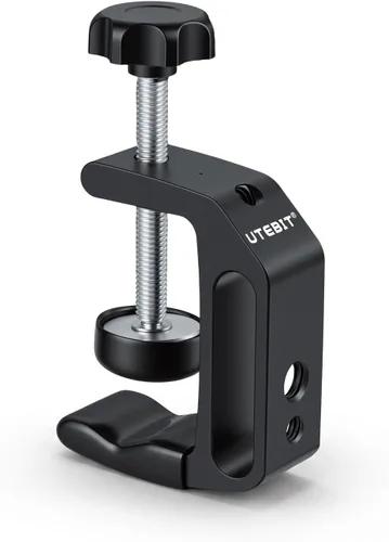 Vista 14 de UTEBIT 0.36"-1.2" Universal Aluminum C-Desk Clamp, Black Adjustable Support Clamp with 1/4" and 3/8" Thread for Desktop Mount Holder Flash Desks