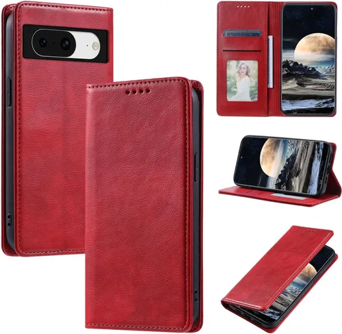 Vista 61 de Funda de cuero compatible con Google Pixel 7, compatible con Google Pixel 7 5G GVU6C GQML3 Flip Folio PU Funda de cuero negro