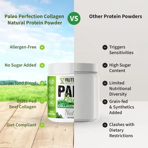 Vista 5 de Autoimmune - Polvo de proteína de colágeno sin estevia, sin OMG, colágeno en polvo para mujeres con fibra de manzana, brócoli y zanahoria, paleo
