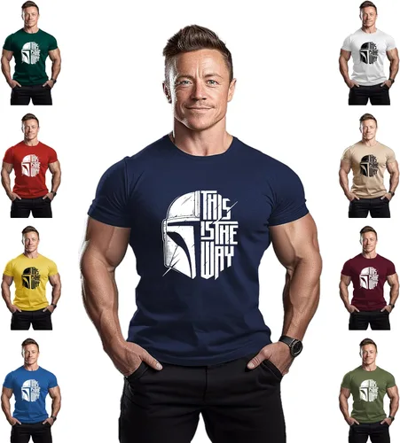Vista 3 de ReedCA This is The Way - Mens Bodybuilding T-Shirts Fashion Workout Fitness Tee Slim Fit Gym Muscle Short Sleeve