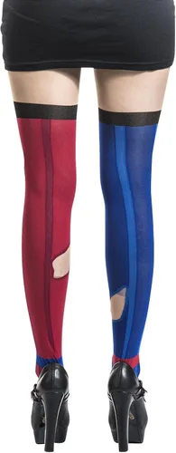 Vista 2 de DC Comics Medias de disfraz transparentes para mujer Harley Quinn, Azul