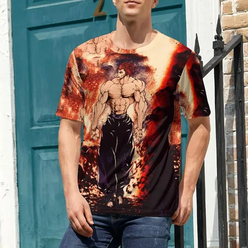 Vista 4 de Camiseta deportiva de manga corta unisex para hombre, diseño de anime Baki The Grappler, Baki Hanma Yujiro, talla 4XL