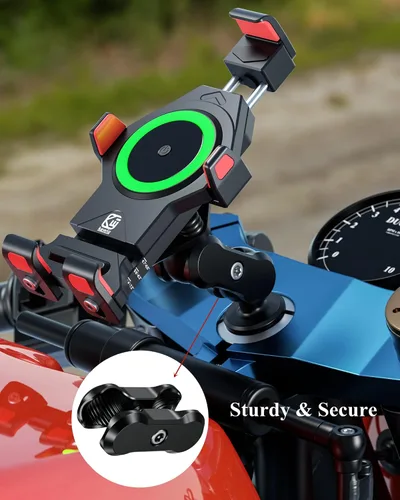 Vista 4 de Brazo antirrobo de doble enchufe de aleación de aluminio BRCOVAN Compatible with RAM Mounts B Size 1'' Ball Components & Bike Motorcycle Phone