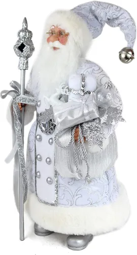 Vista 3 de Windy Hill Collection 16 "pulgadas de pie brillante plata Santa Claus Navidad figura decoración 169130