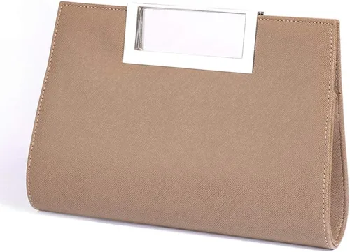 Vista 9 de WALLYN'S Bolso de mano para mujer, piel sintética, paja, fiesta de noche, agarre de metal, con correa de cadena para el hombro