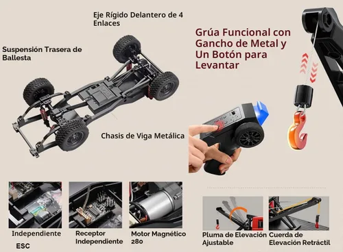 Vista 7 de WPLDEWAN Camión MN82T RC con grúa 1/12 RC Crawler Off Road