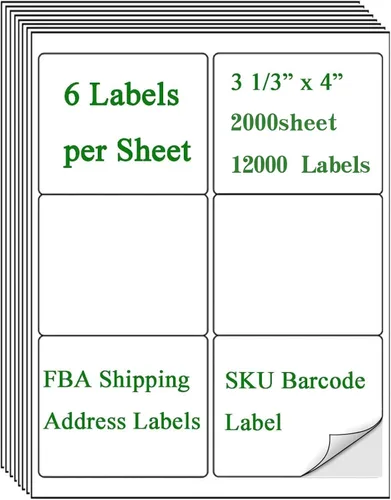 Vista 20 de 2" x 4" Shipping Labels, Printable White Sticker Labels for Laser/Inkjet Printer Mailing Labels 8.5"*11" US Letter-White, 10 per Sheet Total 1000