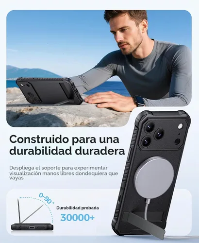 Vista 4 de ASAFCASE Funda para iPhone 17 Pro con soporte, compatible con MagSafe