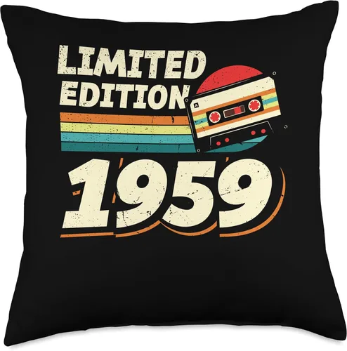 Vista 4 de Retro Limited Edition 1959 Cassette Tape 65th Birthday Throw Pillow