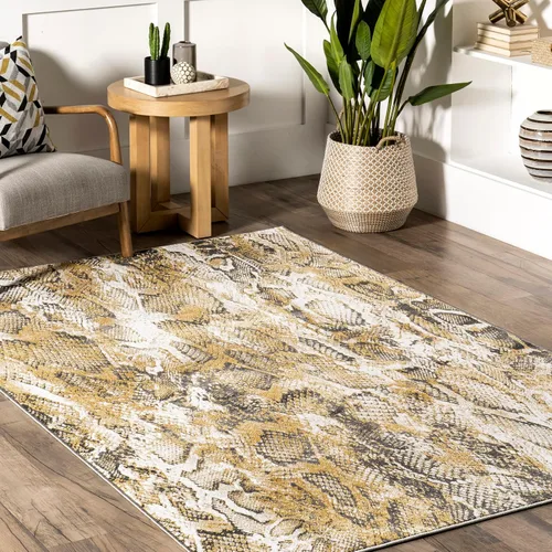 Vista 8 de nuLOOM Aideen Modern Snake Patterned Area Rug, 4x6, Beige