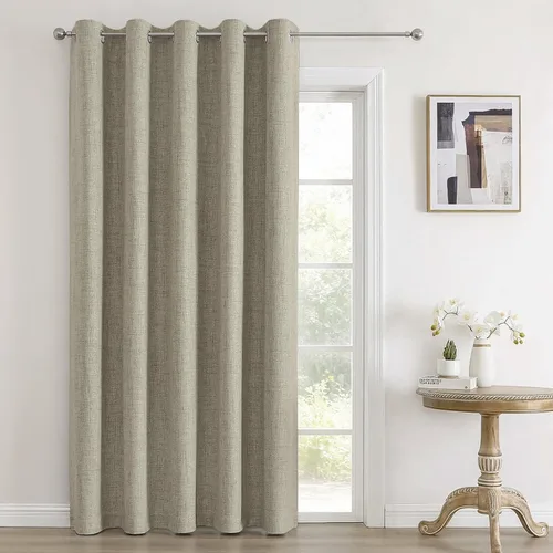 Vista 24 de Joydeco Cortinas negras 100% opacas para dormitorio, oscurecimiento de habitación, aislamiento térmico, cortinas cortas texturizadas con ojales