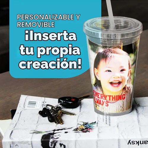 Vista 8 de Vaso portátil de doble capa Eco To Go,16 oz. de capacidad, transparente (All Clear - Removable Insert)