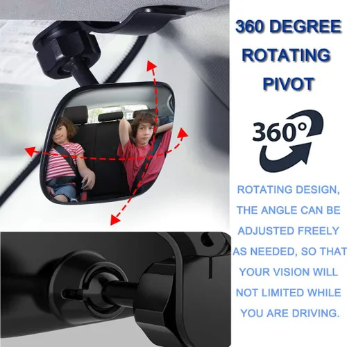 Vista 4 de JONMON Espejo retrovisor interior automotriz para bebé, pequeño clip ajustable orientado hacia atrás del asiento retrovisor, clip convexo