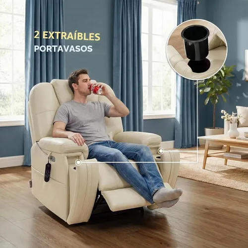 Vista 9 de Sillón reclinable con elevador eléctrico de triple motor EONIX para personas mayores con reposacabezas ajustable, silla de elevación eléctrica