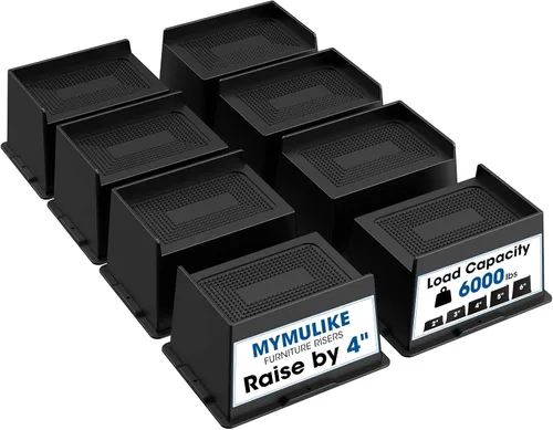Vista 13 de MYMULIKE Elevadores de cama de 3 pulgadas, resistentes, elevadores de muebles de gran tamaño de 3 pulgadas, soporta 6000 libras, bloques