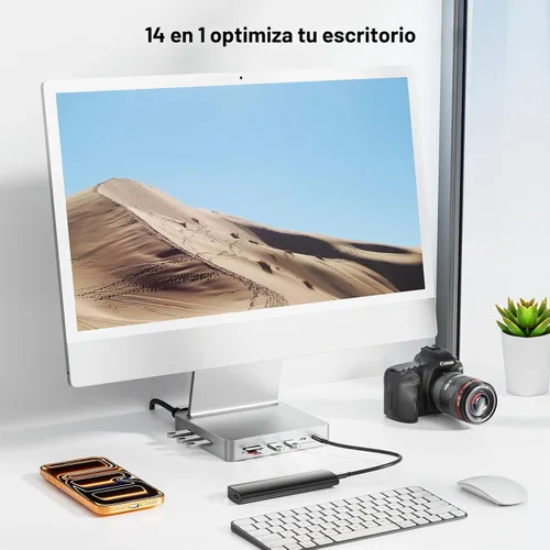 Vista 9 de AGEEN Concentrador USB-C de 14 puertos y 10 Gbps para iMac de 24 pulgadas
