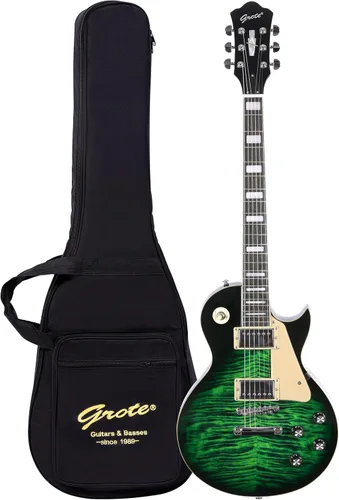 Vista 10 de Grote Guitarra eléctrica de cuerpo sólido LPYS-006 Maple Neck Ideal para todos los niveles con Gigbag (marrón antiguo)