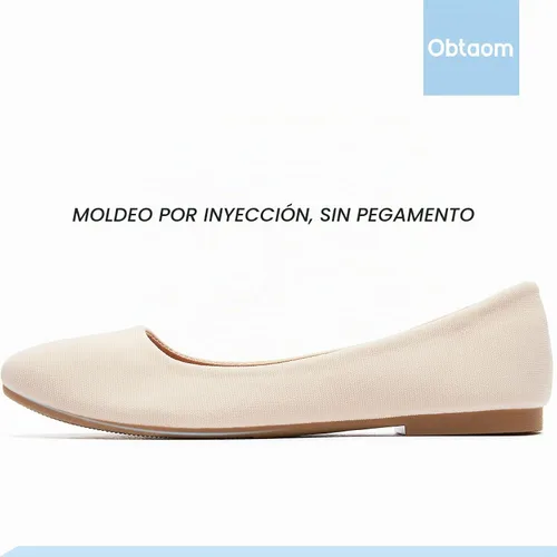 Vista 2 de Obtaom Zapatos planos de puntera redonda para mujer, zapatos de ballet negros para niñas