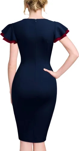 Vista 2 de Miusol Vestido de noche vintage con cuello en V profundo para mujer
